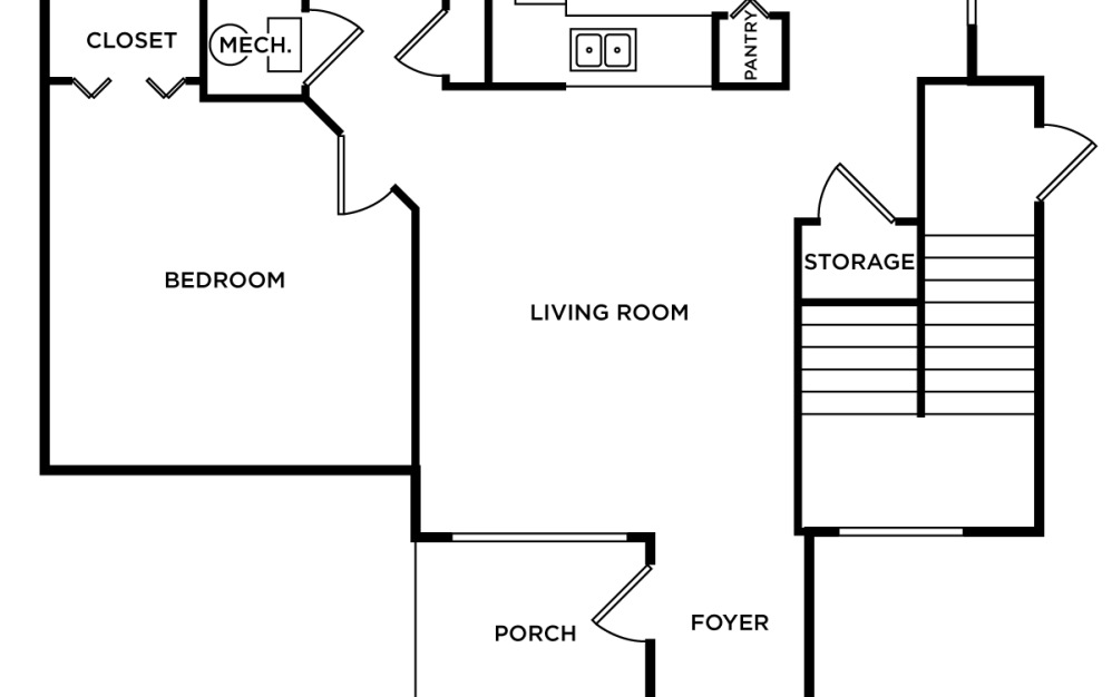 Addison - 1 bedroom floorplan layout with 1 bathroom and 700 square feet (2D)